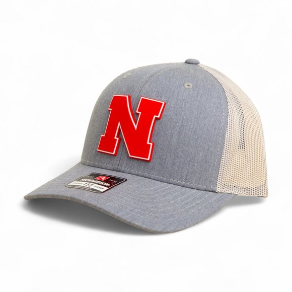 Nebraska Cornhuskers Scarlet 3D Snapback Trucker Hat- Heather Grey/ Light Grey - Picture 1 of 3